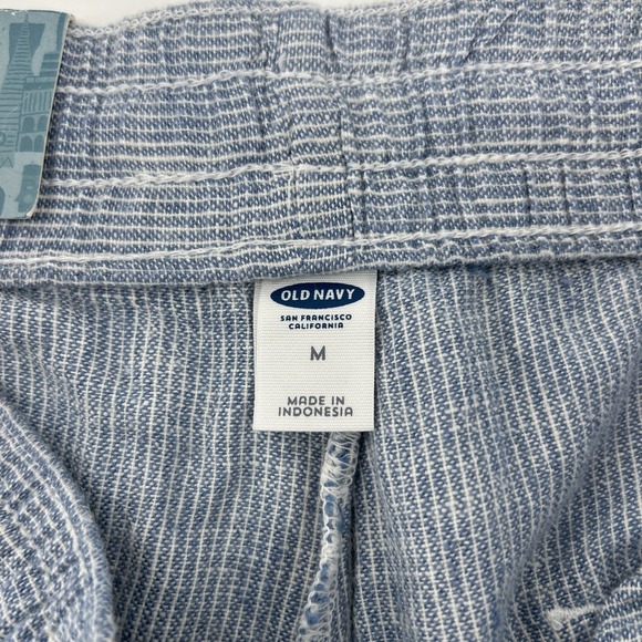 NWT Old Navy Linen Pants Women's Medium Blue & White Casual Comfy Wide Legs NEW - Picture 7 of 15